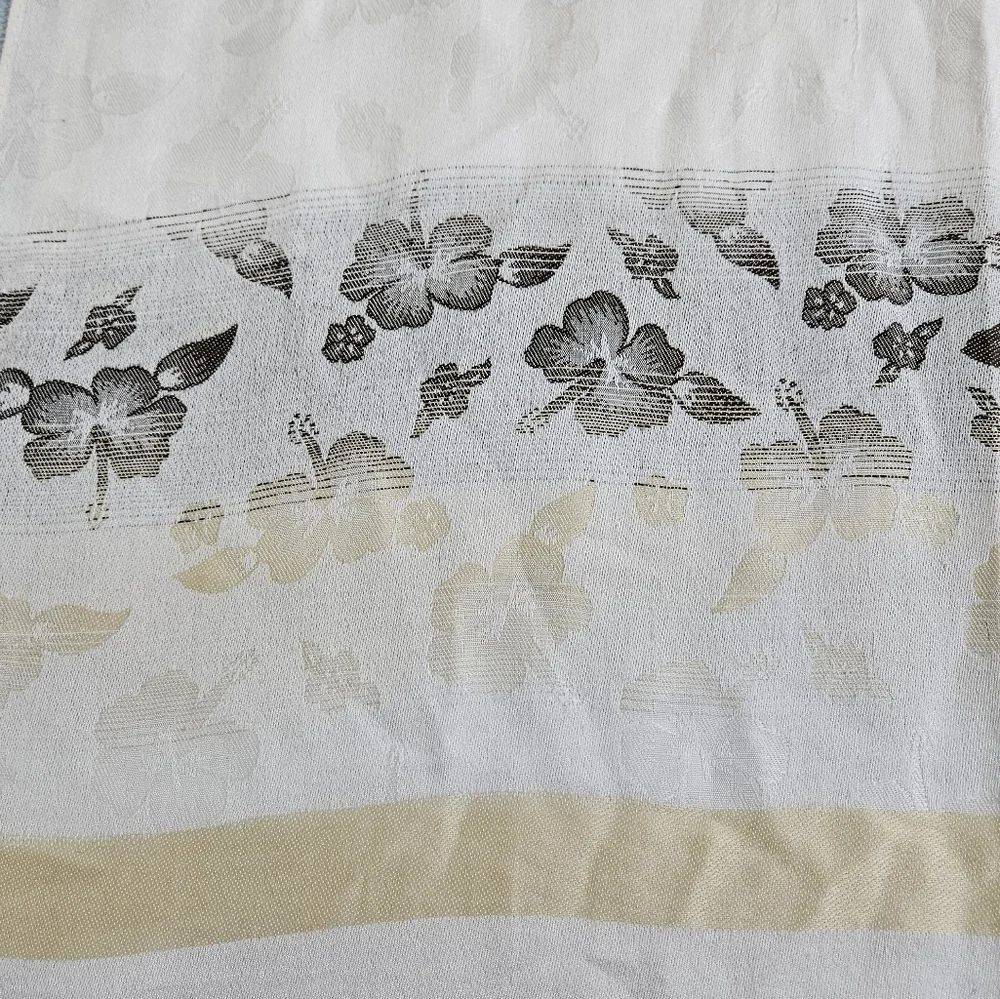 Womens 100% Cashmere Unbranded Scarf Wide Blanket Scarf Wrap Cozy‎ Ivory Floral